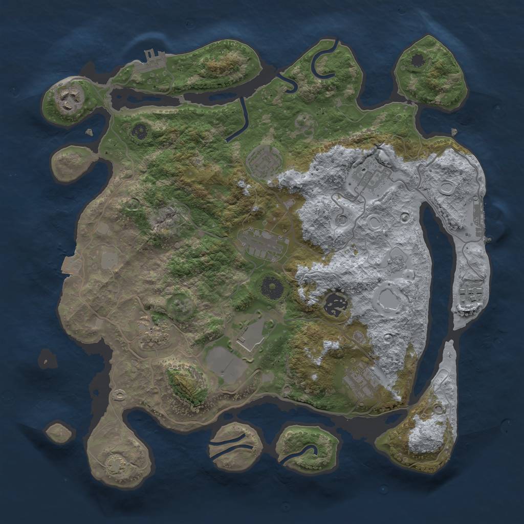 Rust Map: Procedural Map, Size: 3500, Seed: 1439683702, 17 Monuments