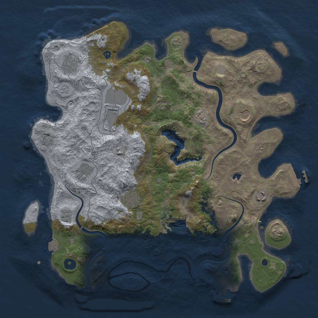 Rust Map: Procedural Map, Size: 4000, Seed: 2030810426, 14 Monuments
