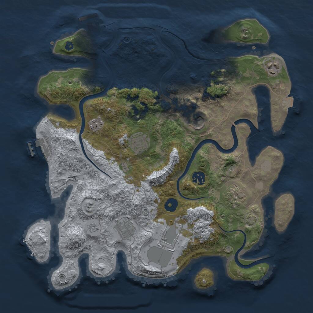 Rust Map: Procedural Map, Size: 3500, Seed: 576301463, 14 Monuments