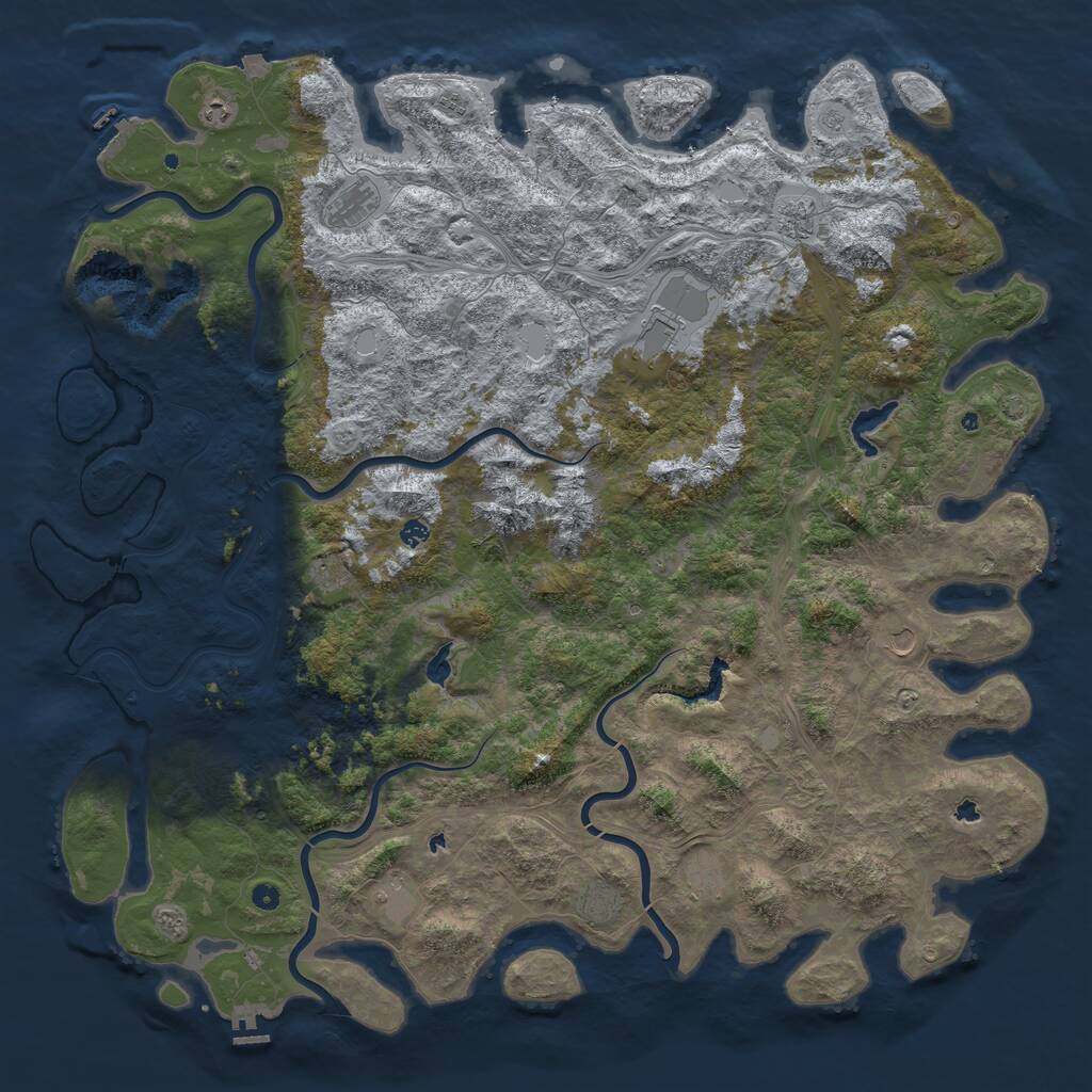 Rust Map: Procedural Map, Size: 6000, Seed: 116864701, 17 Monuments