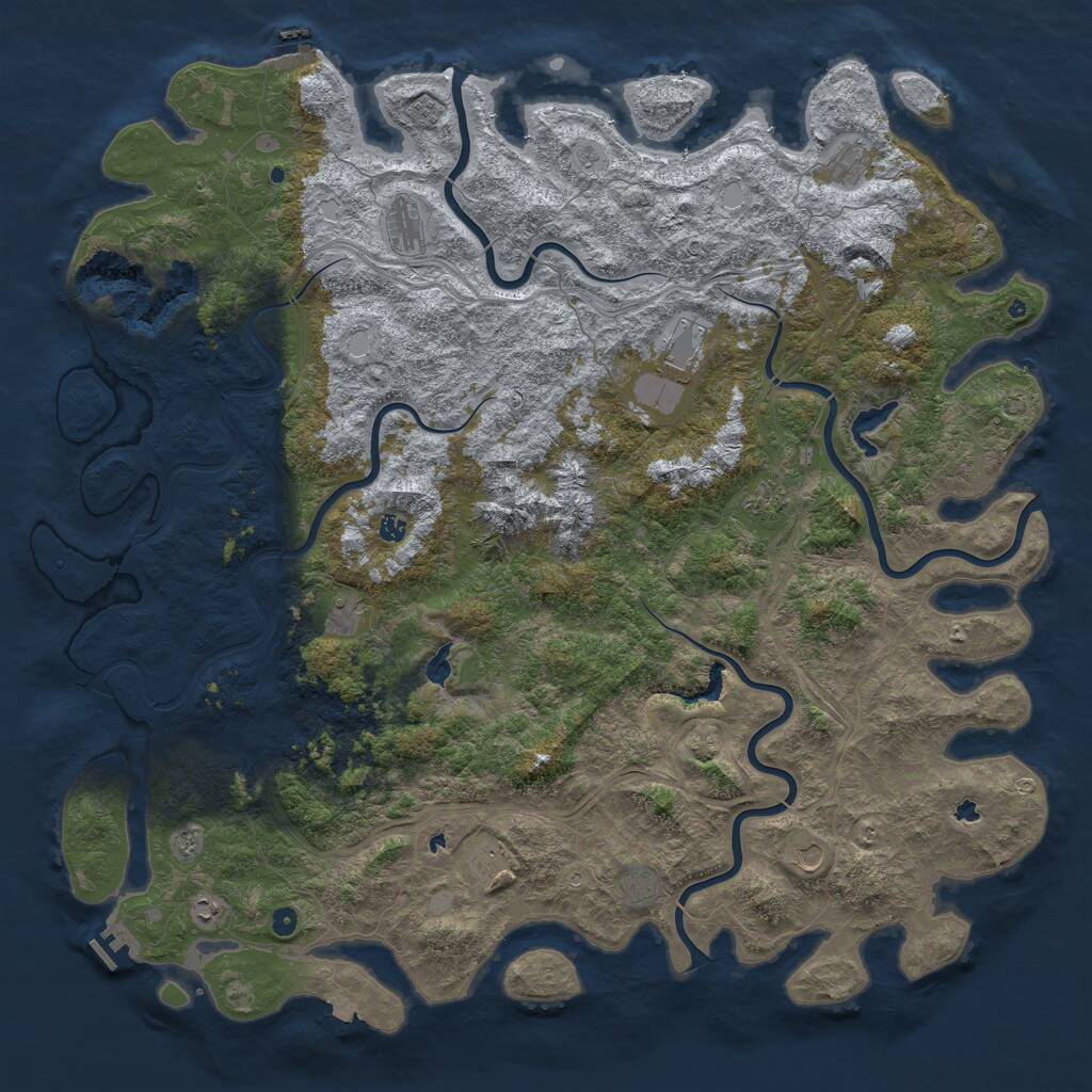 Rust Map: Procedural Map, Size: 6000, Seed: 116864701, 17 Monuments
