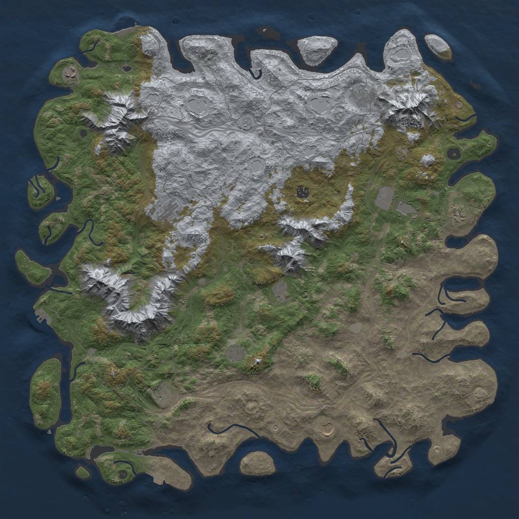 Rust Map: Procedural Map, Size: 6000, Seed: 116864701, 19 Monuments