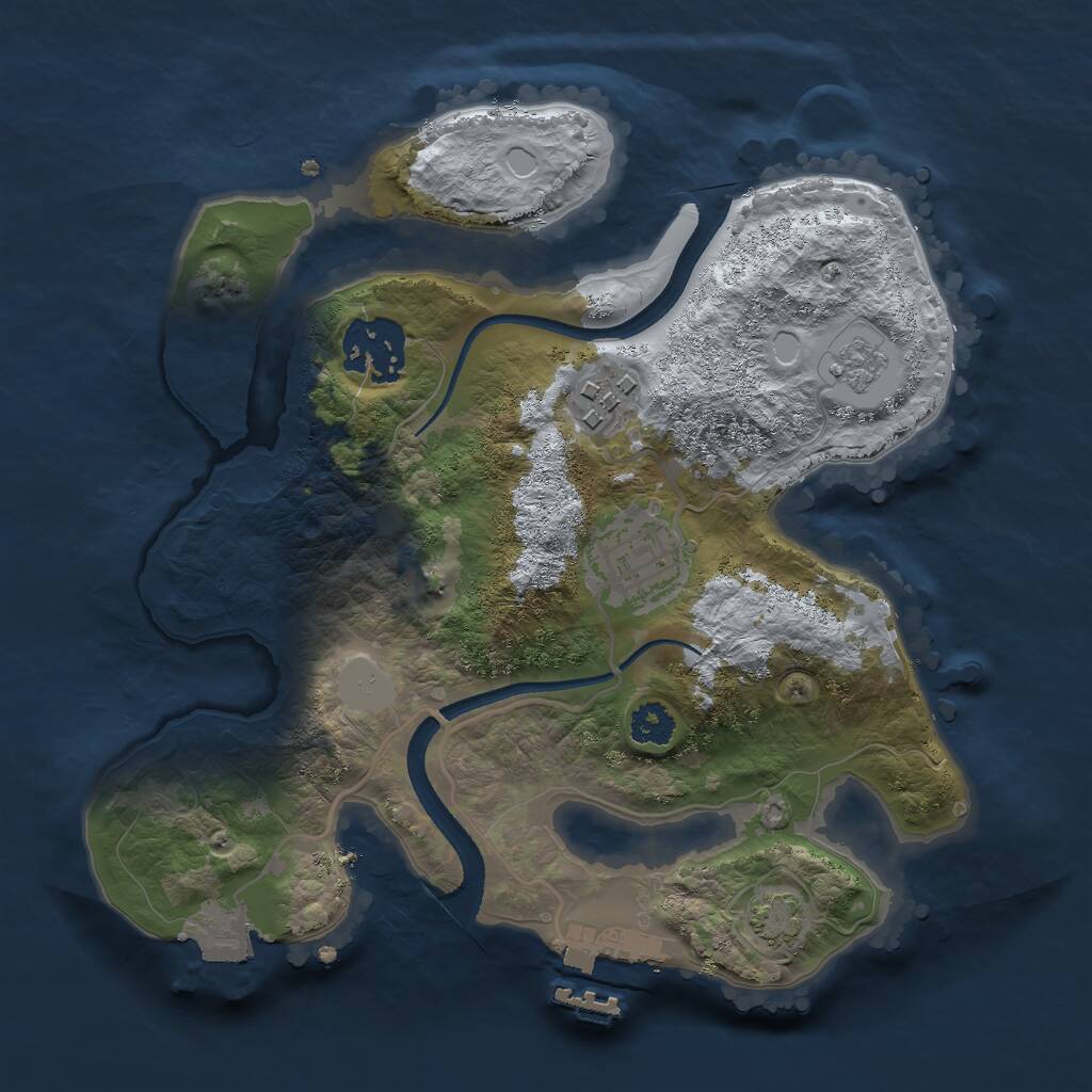 Rust Map: Procedural Map, Size: 2500, Seed: 744554, 7 Monuments