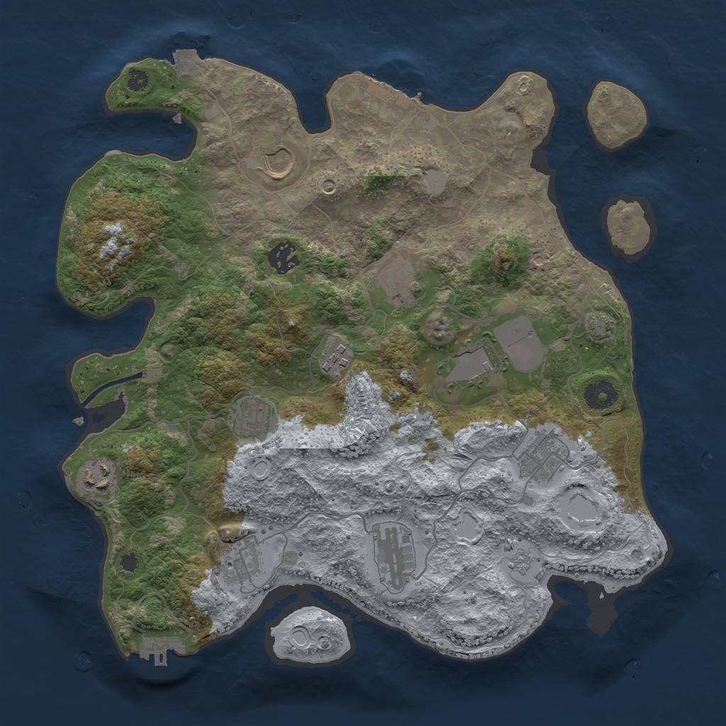 Rust Map: Procedural Map, Size: 3500, Seed: 134510618, 17 Monuments