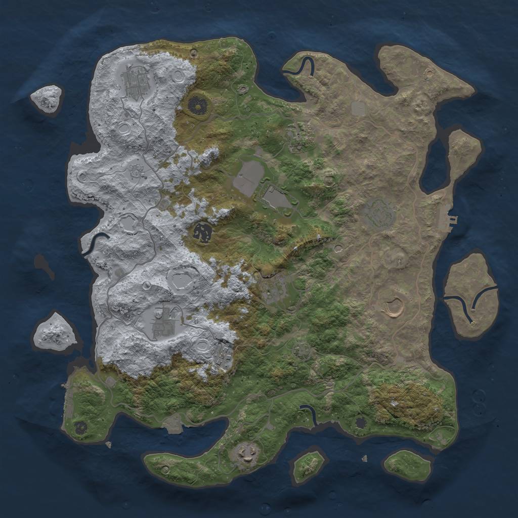 Rust Map: Procedural Map, Size: 4000, Seed: 13666, 18 Monuments