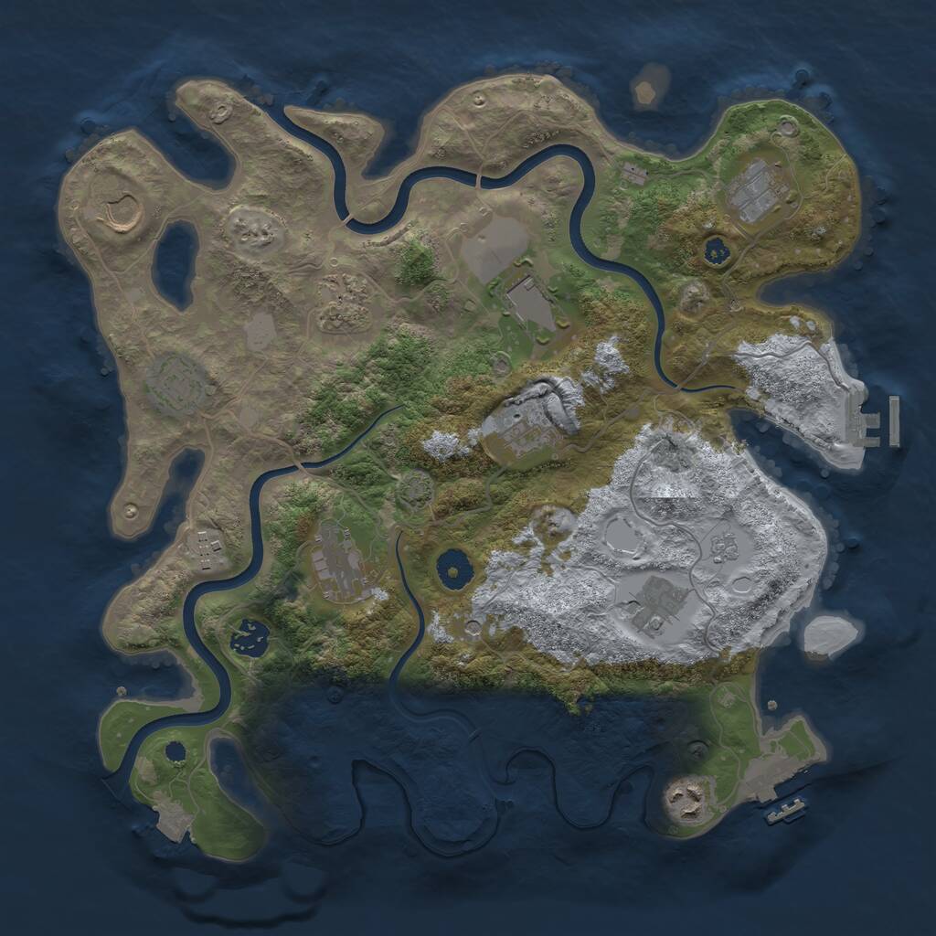 Rust Map: Procedural Map, Size: 3700, Seed: 1836241172, 17 Monuments