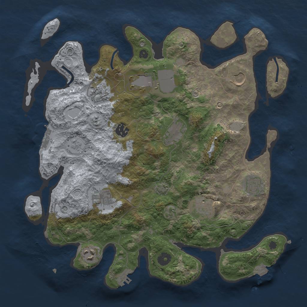 Rust Map: Procedural Map, Size: 3500, Seed: 95029641, 17 Monuments