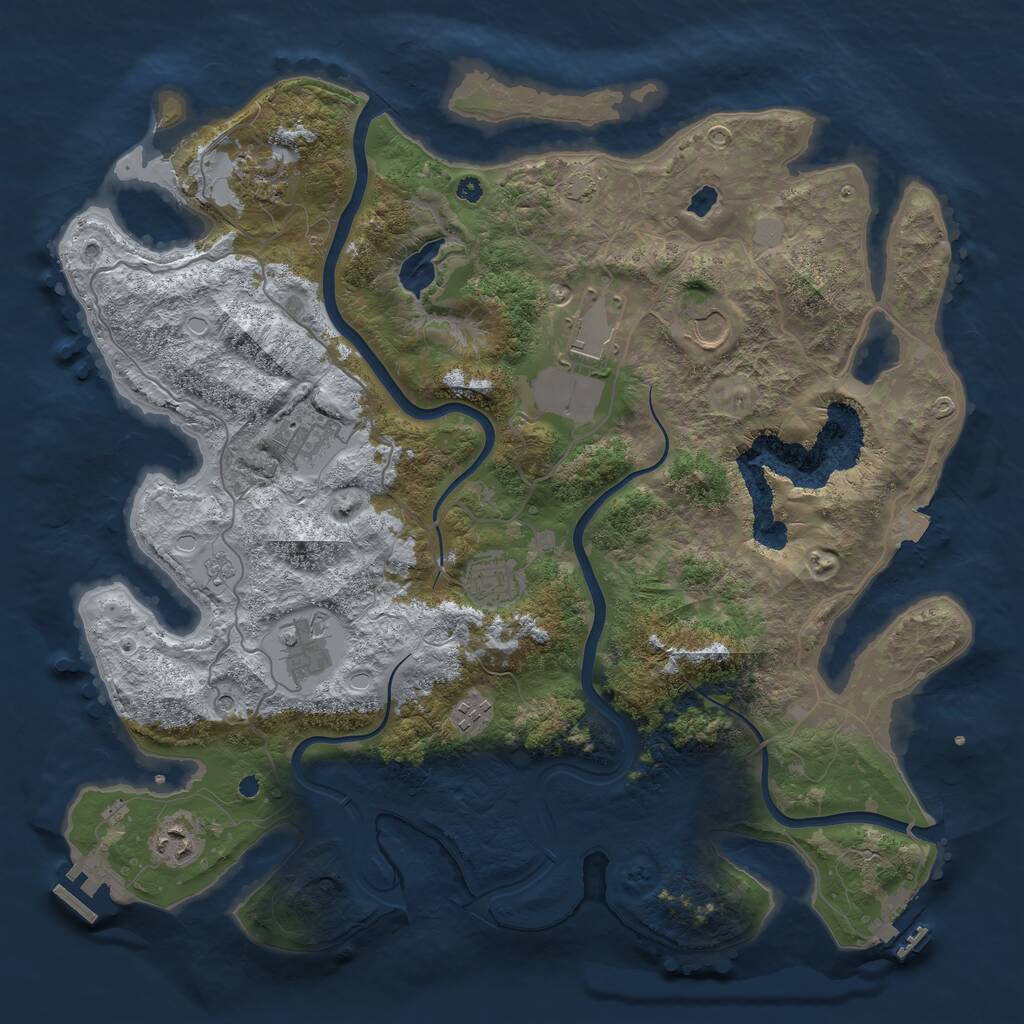 Rust Map: Procedural Map, Size: 4000, Seed: 1460910311, 14 Monuments