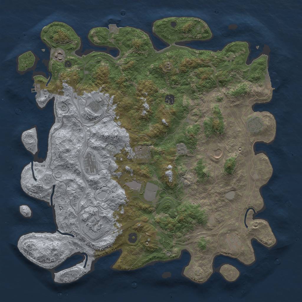 Rust Map: Procedural Map, Size: 4500, Seed: 1999215865, 19 Monuments