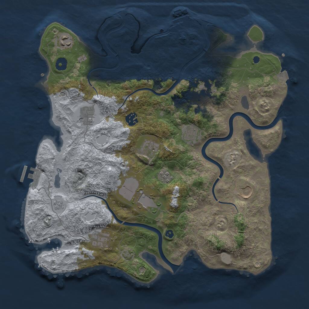 Rust Map: Procedural Map, Size: 3700, Seed: 236221269, 16 Monuments