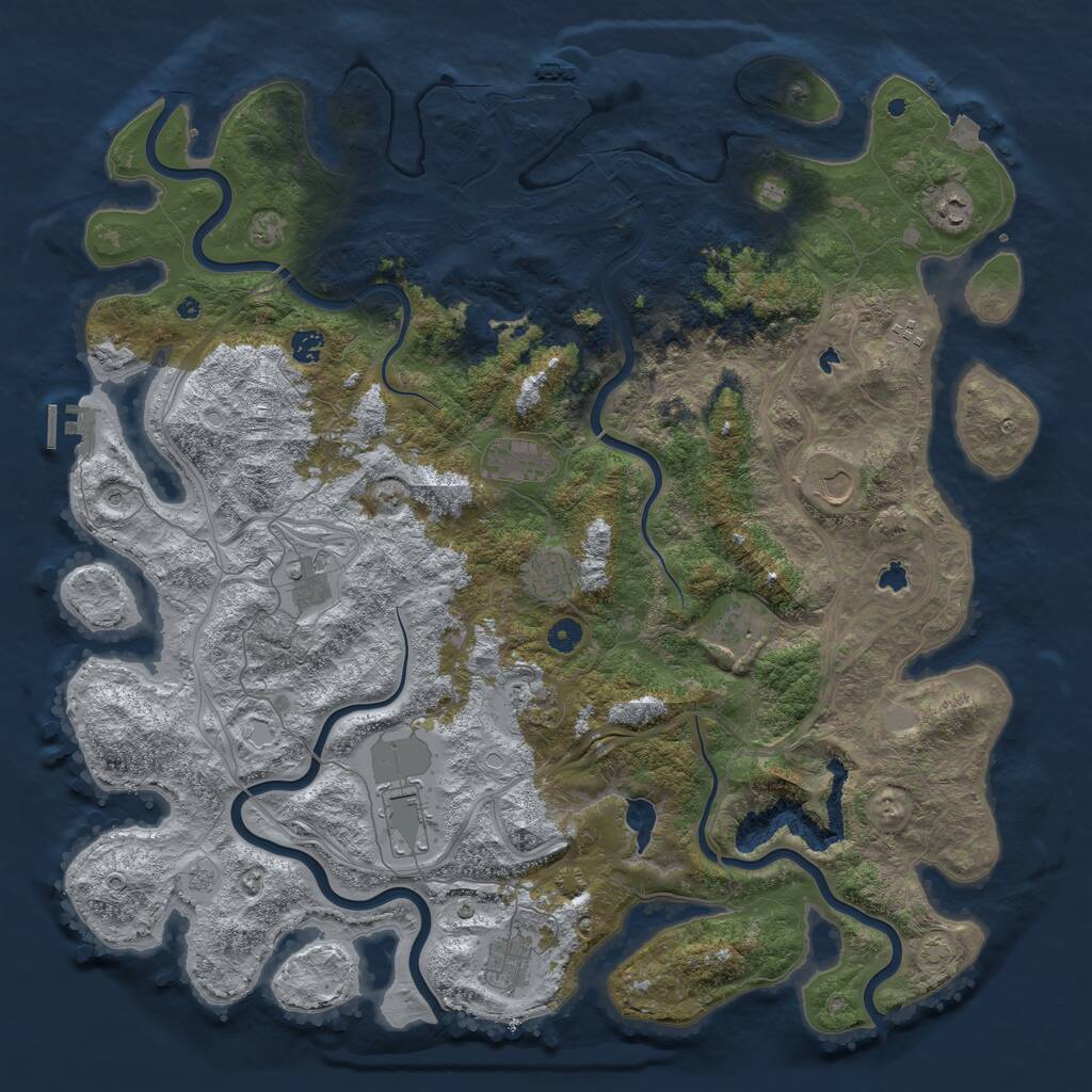Rust Map: Procedural Map, Size: 4900, Seed: 20021, 17 Monuments