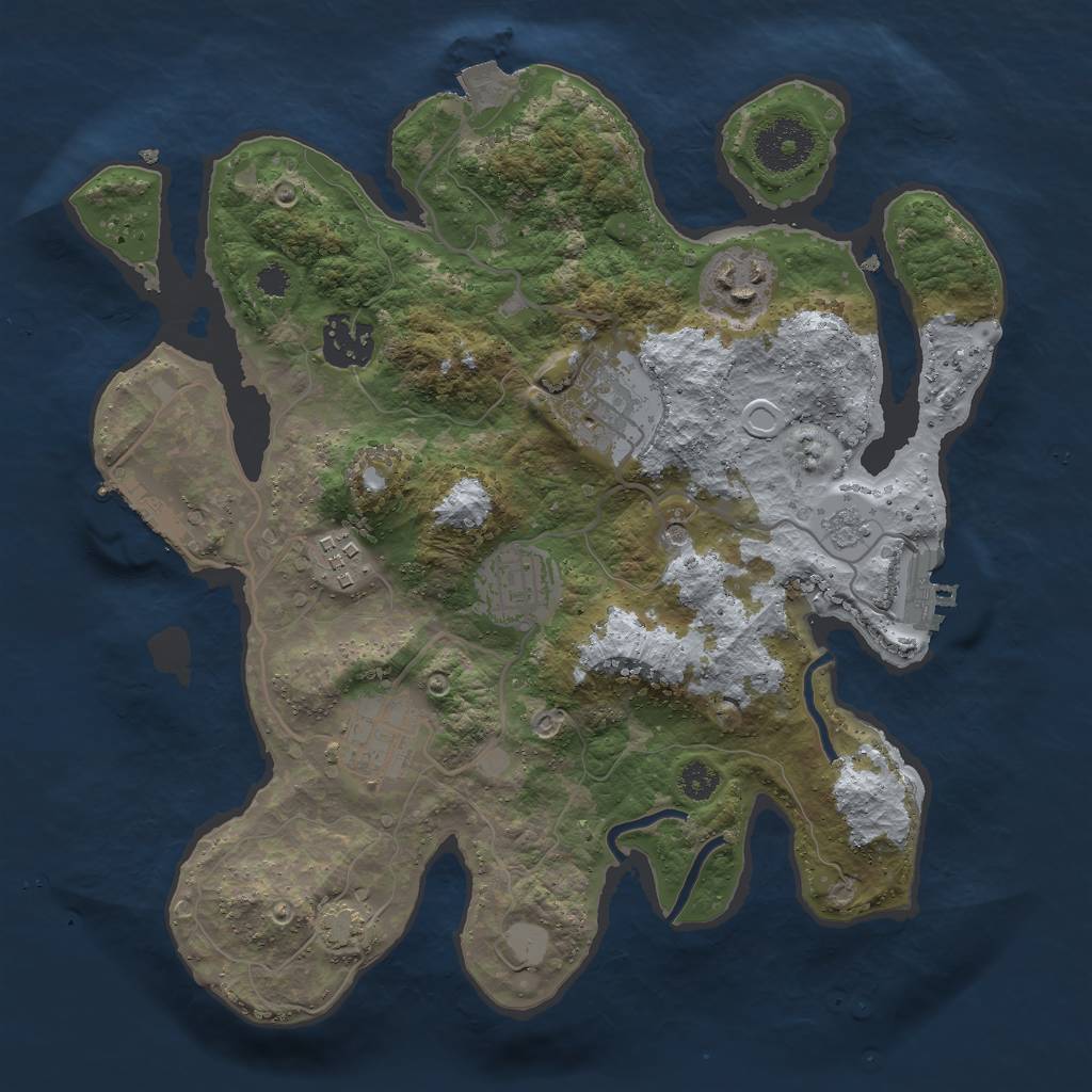 Rust Map: Procedural Map, Size: 3000, Seed: 83405446, 14 Monuments