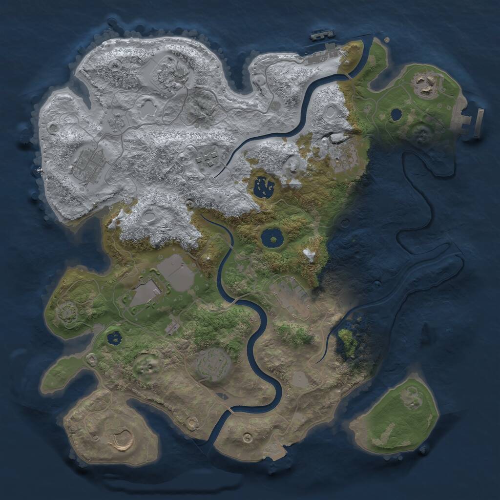 Rust Map: Procedural Map, Size: 3500, Seed: 2202, 16 Monuments