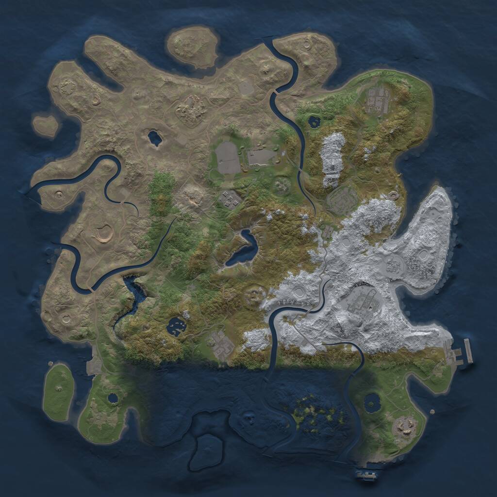 Rust Map: Procedural Map, Size: 4050, Seed: 1644741998, 16 Monuments