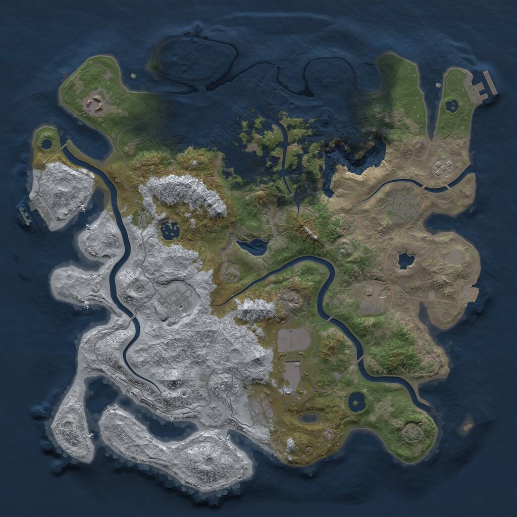Rust Map: Procedural Map, Size: 4050, Seed: 1021791768, 15 Monuments