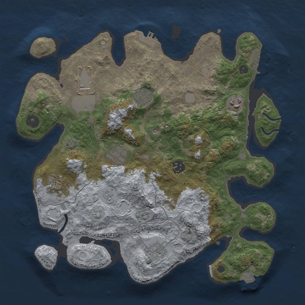 Rust Map: Procedural Map, Size: 3500, Seed: 6942027, 16 Monuments