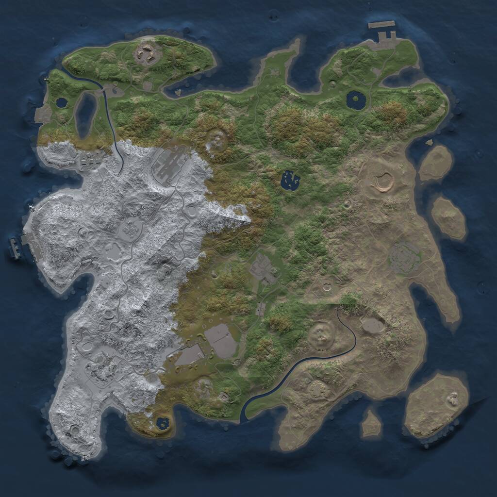 Rust Map: Procedural Map, Size: 3800, Seed: 709871169, 15 Monuments