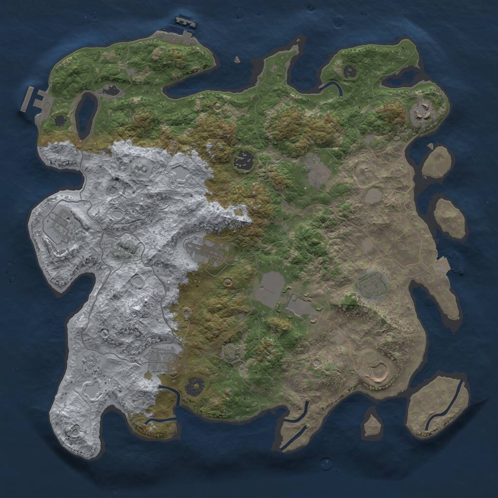 Rust Map: Procedural Map, Size: 3800, Seed: 709871169, 15 Monuments