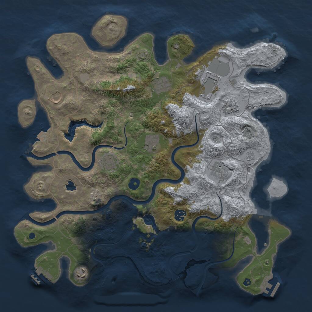 Rust Map: Procedural Map, Size: 4000, Seed: 601072449, 16 Monuments