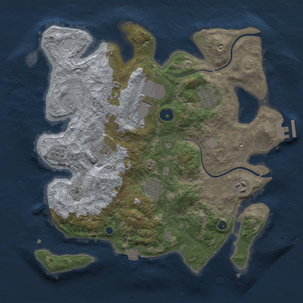 Rust Map: Procedural Map, Size: 3500, Seed: 388655606, 11 Monuments
