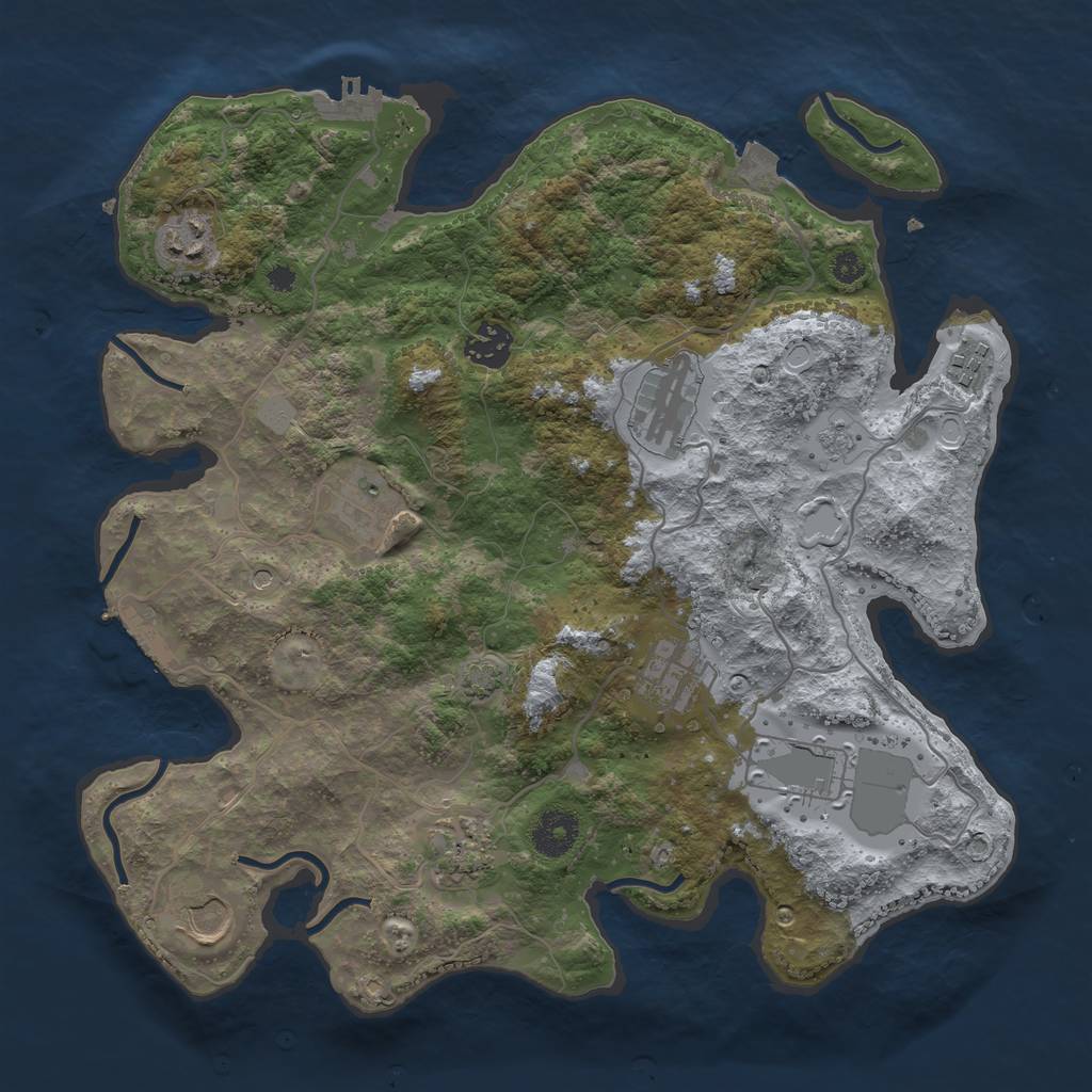 Rust Map: Procedural Map, Size: 3500, Seed: 1271832965, 17 Monuments