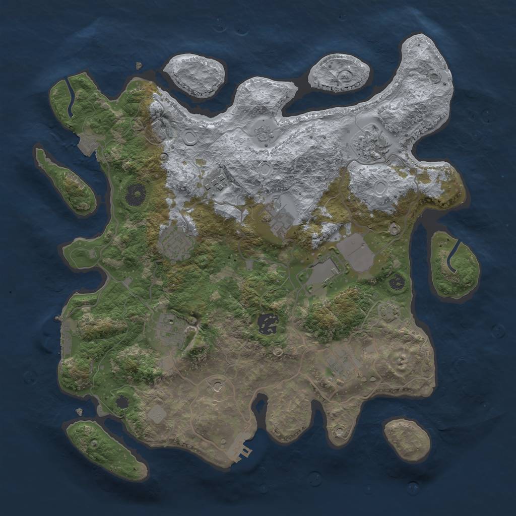 Rust Map: Procedural Map, Size: 3500, Seed: 1013247183, 16 Monuments