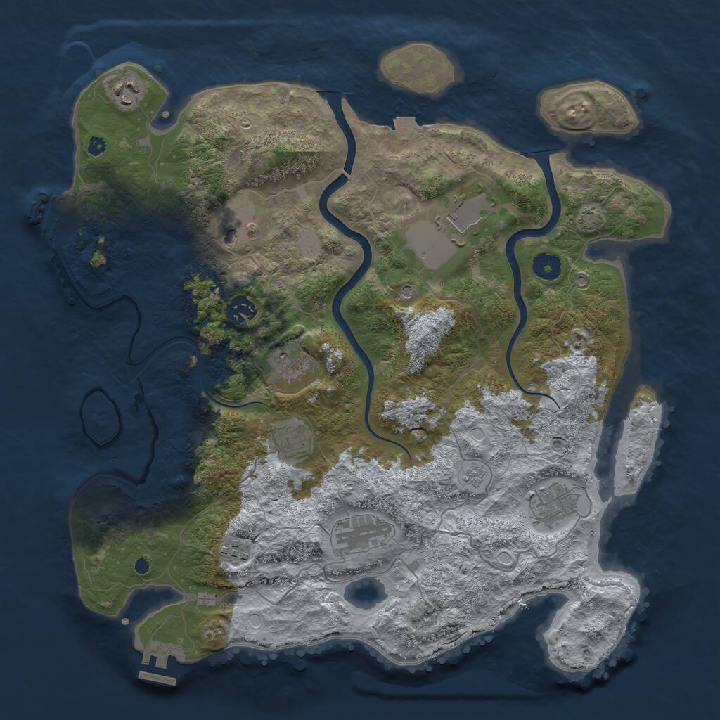 Rust Map: Procedural Map, Size: 3850, Seed: 56291583, 15 Monuments