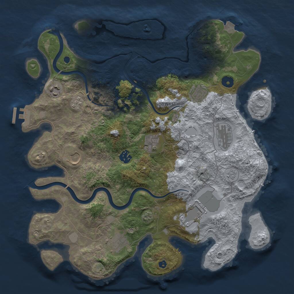 Rust Map: Procedural Map, Size: 3700, Seed: 854238031, 14 Monuments