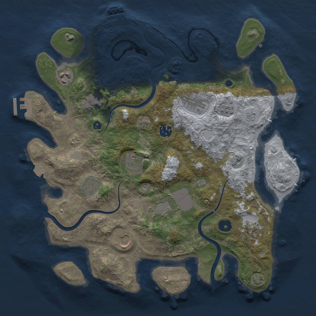 Rust Map: Procedural Map, Size: 3700, Seed: 206065550, 16 Monuments