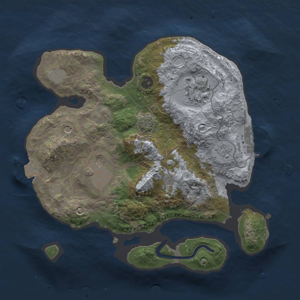 Rust Map: Procedural Map, Size: 2500, Seed: 285127612, 9 Monuments
