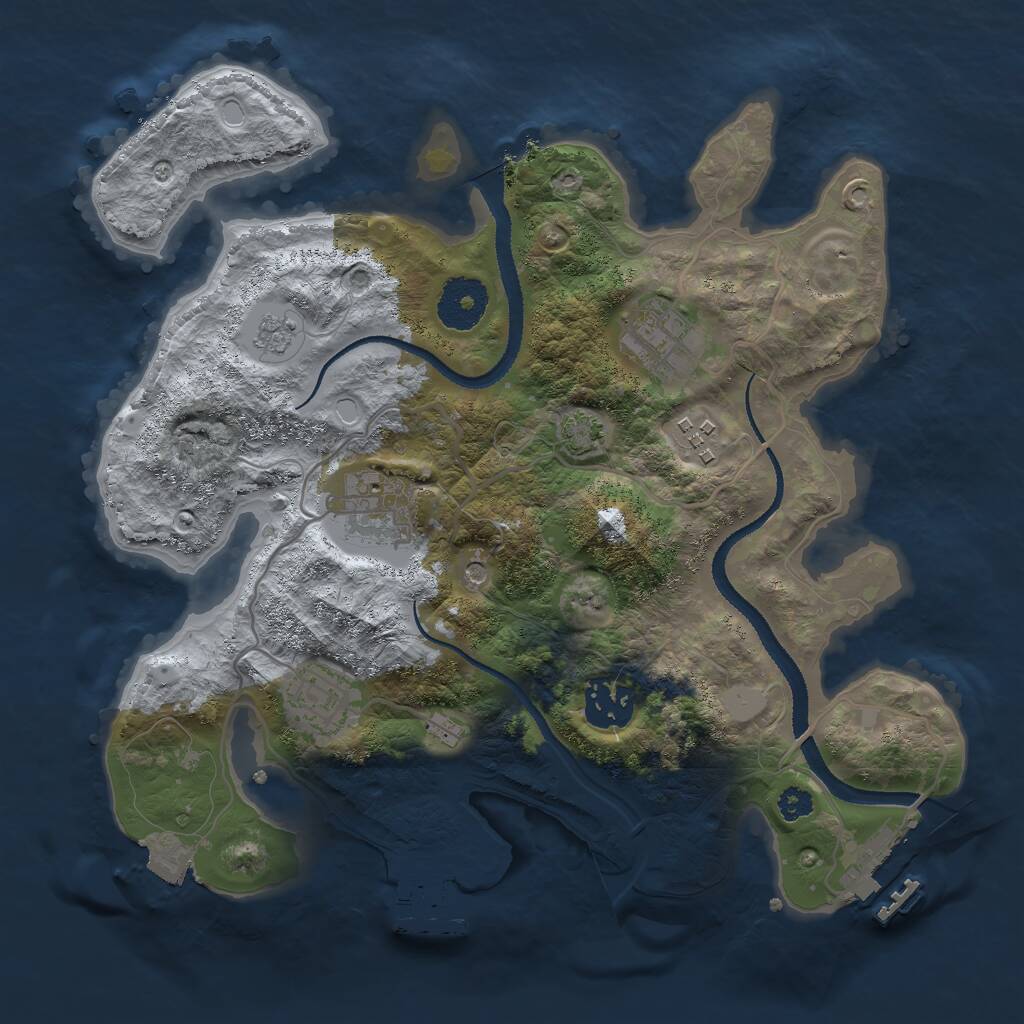 Rust Map: Procedural Map, Size: 3000, Seed: 432656465, 11 Monuments