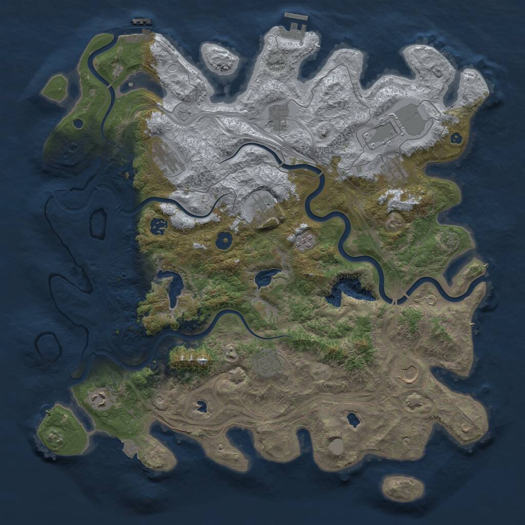 Rust Map: Procedural Map, Size: 4500, Seed: 1395717547, 16 Monuments