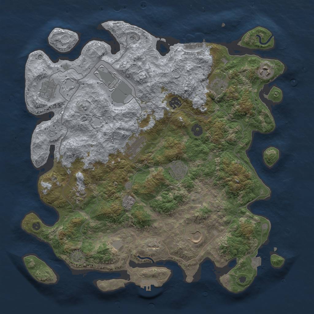 Rust Map: Procedural Map, Size: 4000, Seed: 979721206, 18 Monuments