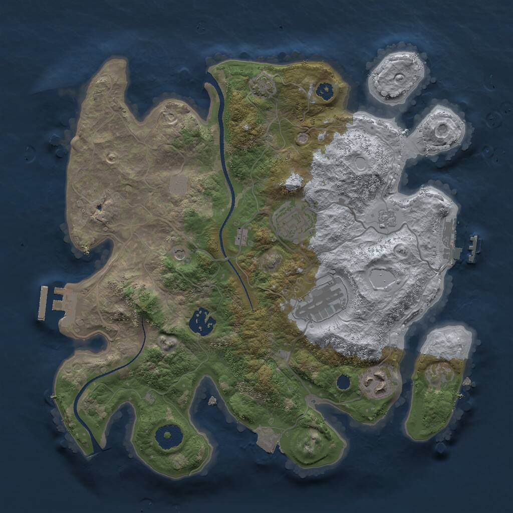 Rust Map: Procedural Map, Size: 3000, Seed: 38724, 10 Monuments