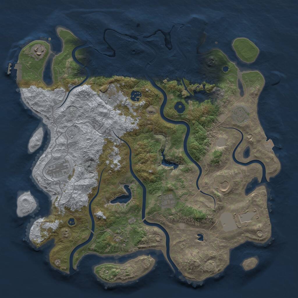 Rust Map: Procedural Map, Size: 4100, Seed: 75825, 16 Monuments