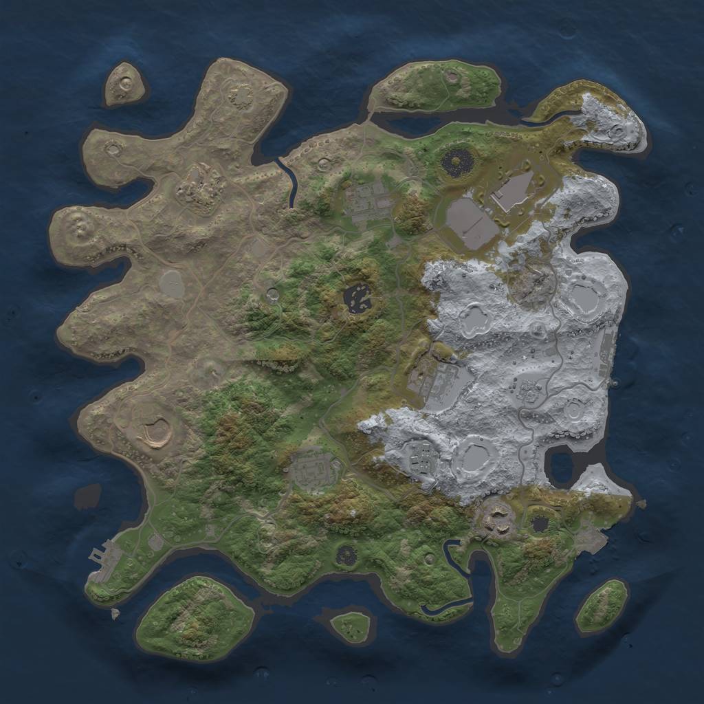 Rust Map: Procedural Map, Size: 3500, Seed: 1431562275, 17 Monuments