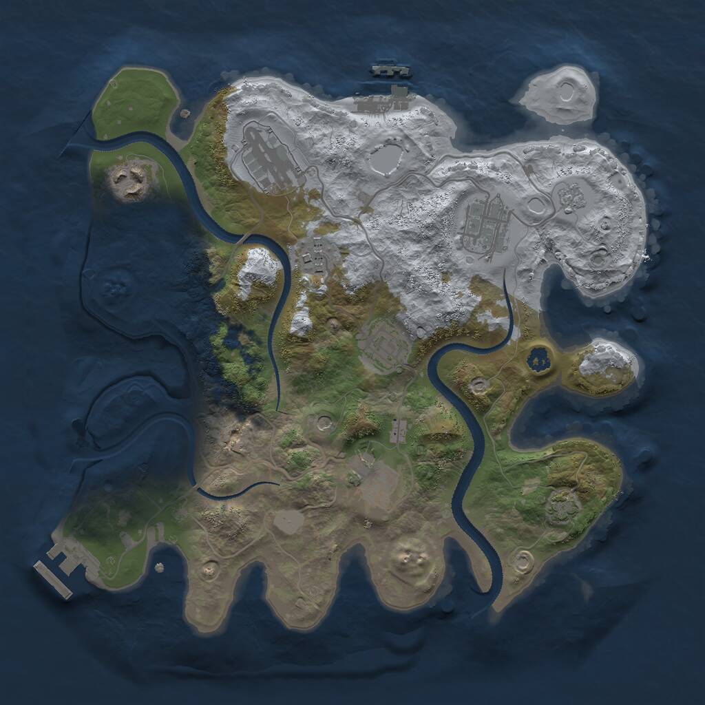 Rust Map: Procedural Map, Size: 3000, Seed: 57560373, 12 Monuments