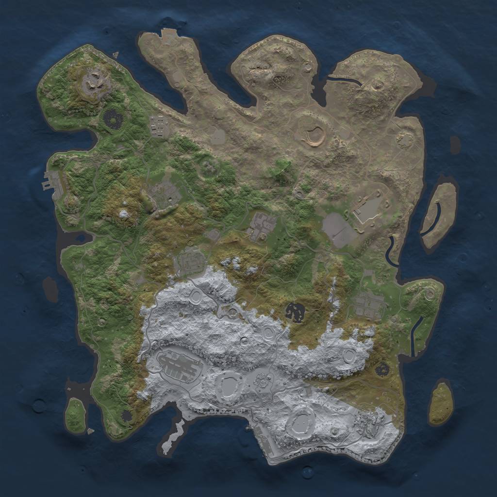 Rust Map: Procedural Map, Size: 3700, Seed: 1345514743, 19 Monuments