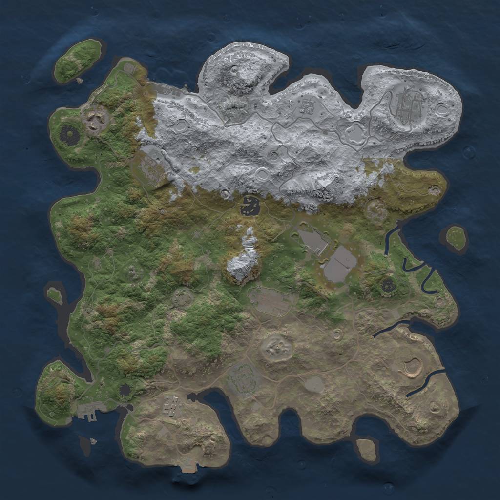Rust Map: Procedural Map, Size: 3700, Seed: 441775713, 17 Monuments
