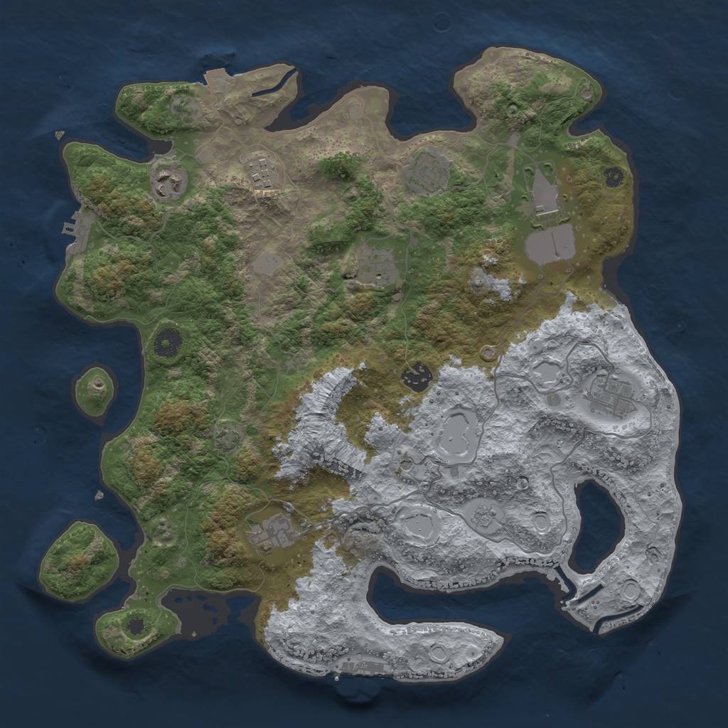 Rust Map: Procedural Map, Size: 3800, Seed: 20240112, 16 Monuments