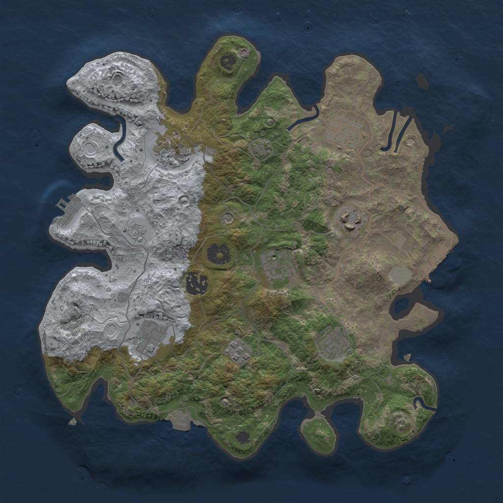 Rust Map: Procedural Map, Size: 3250, Seed: 495075021, 16 Monuments