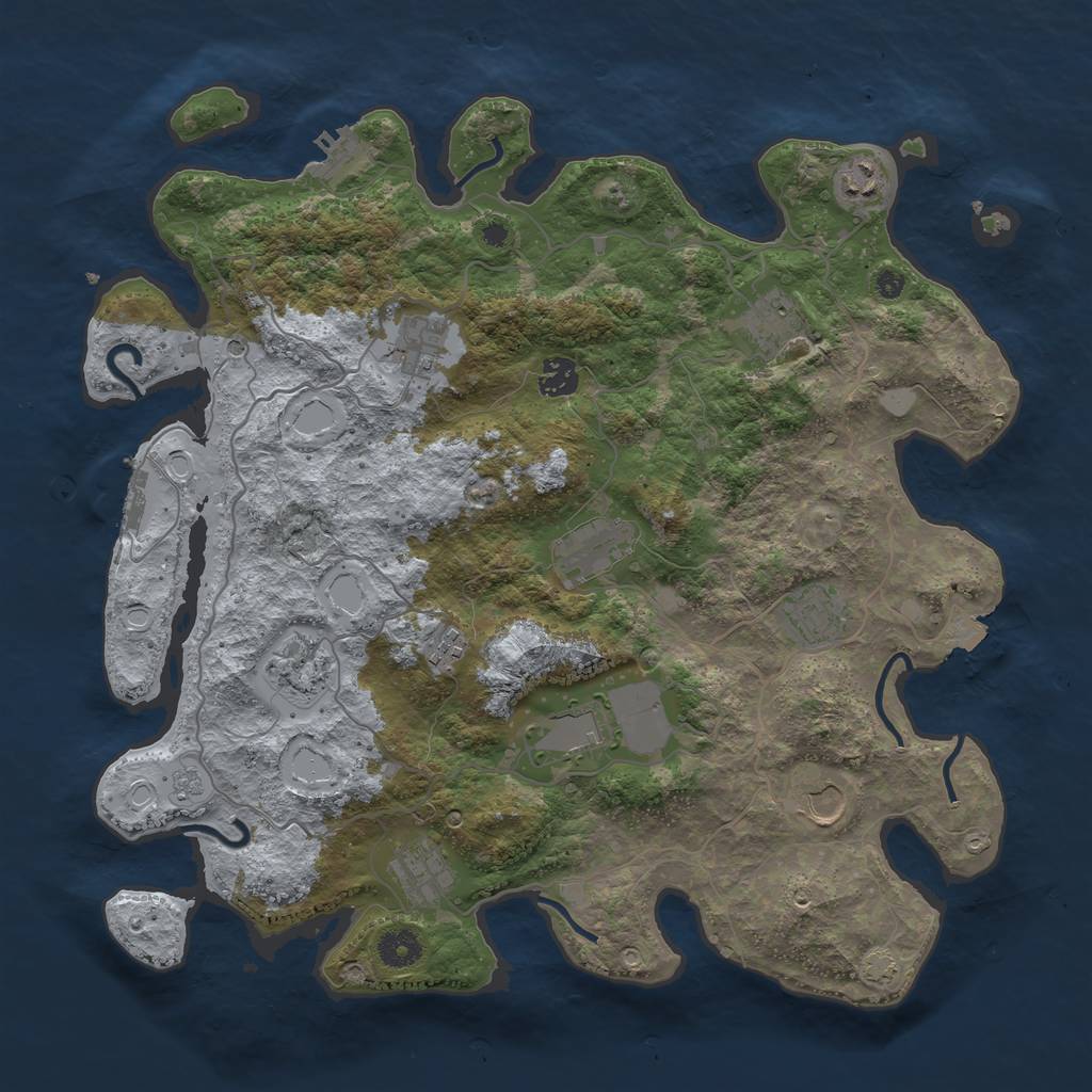 Rust Map: Procedural Map, Size: 4000, Seed: 1578379165, 19 Monuments
