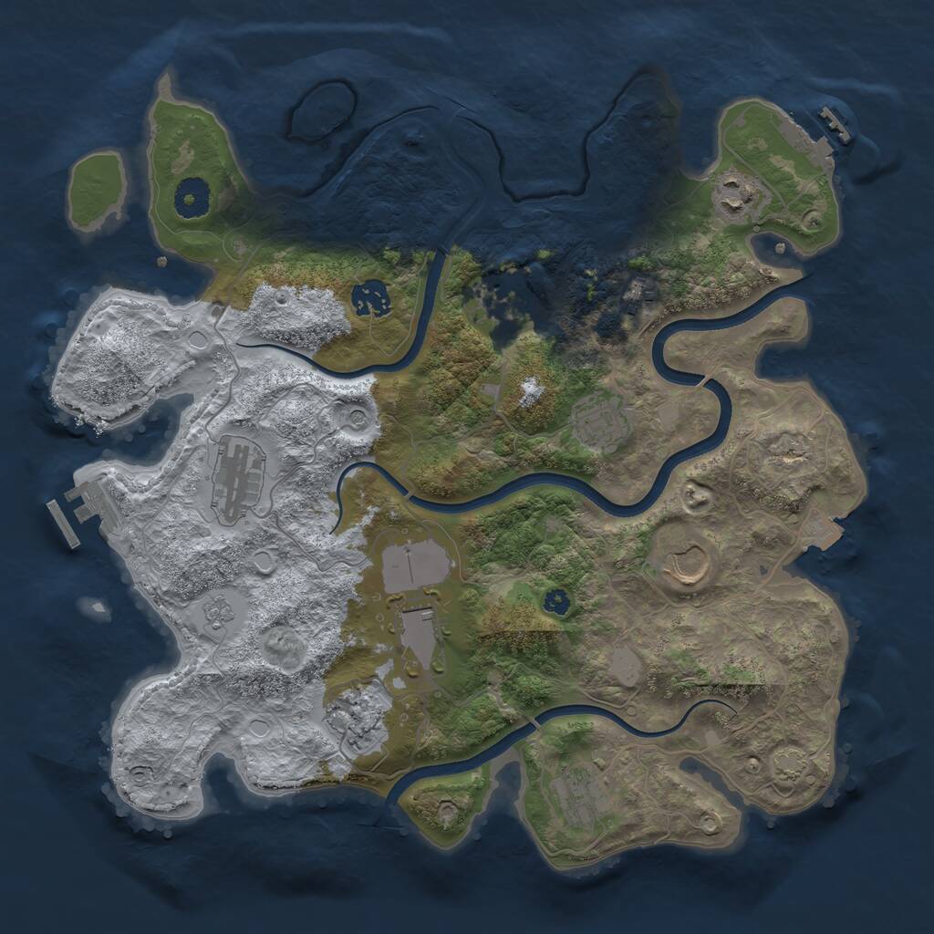 Rust Map: Procedural Map, Size: 3600, Seed: 44989671, 16 Monuments