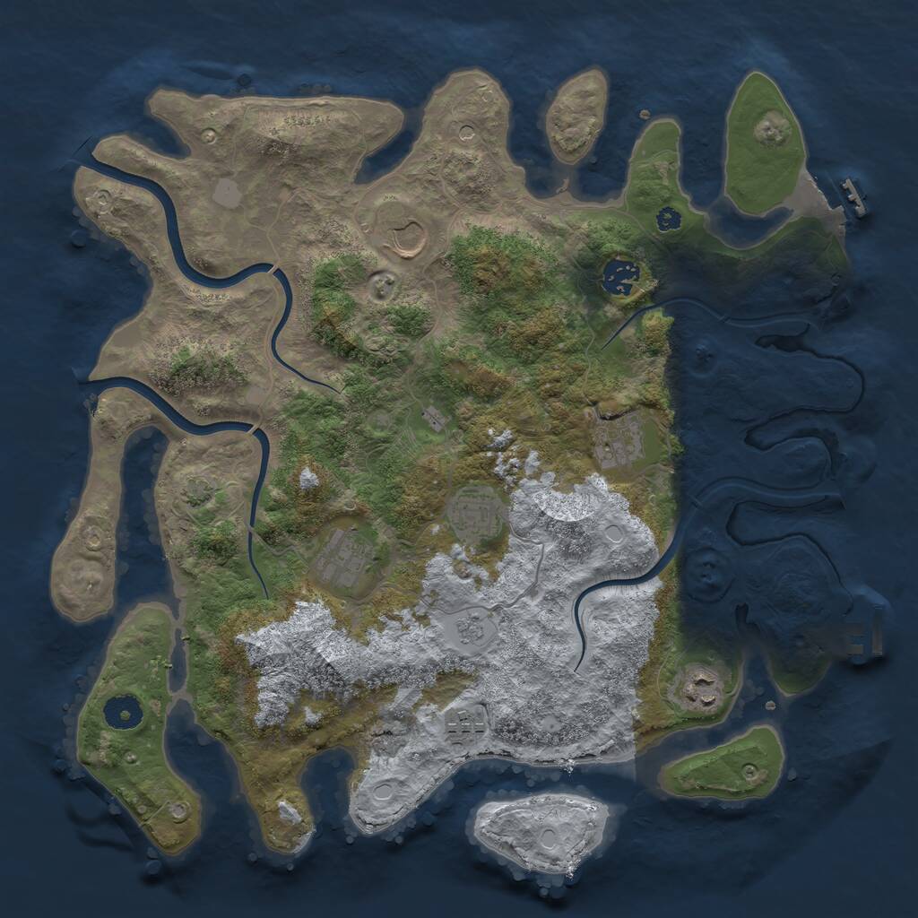 Rust Map: Procedural Map, Size: 3750, Seed: 1802350846, 13 Monuments