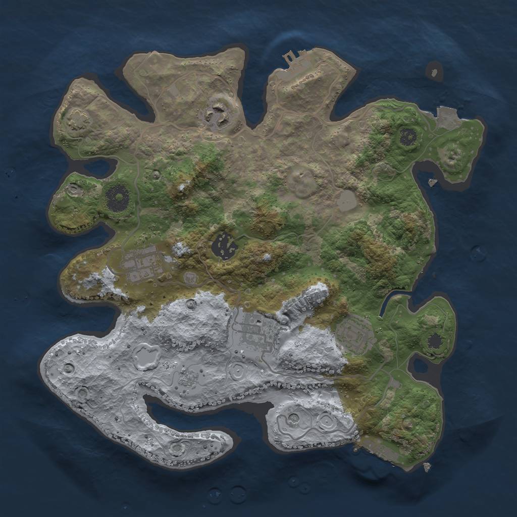 Rust Map: Procedural Map, Size: 3000, Seed: 553902001, 13 Monuments