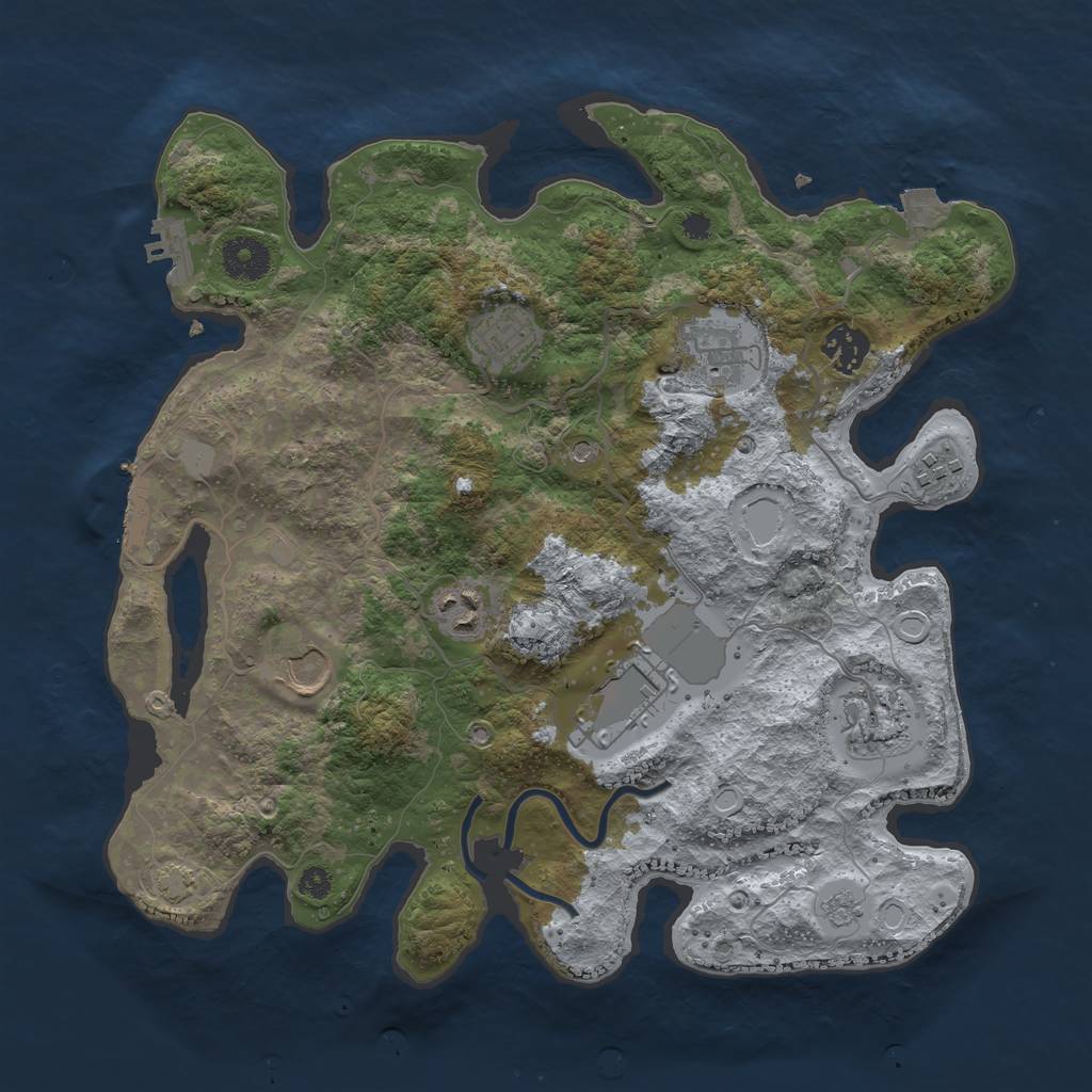 Rust Map: Procedural Map, Size: 3500, Seed: 1886314757, 16 Monuments