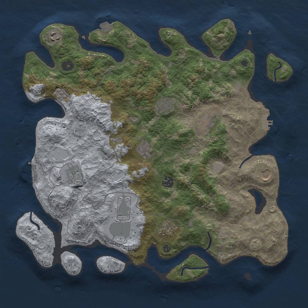 Rust Map: Procedural Map, Size: 4000, Seed: 2008262339, 18 Monuments