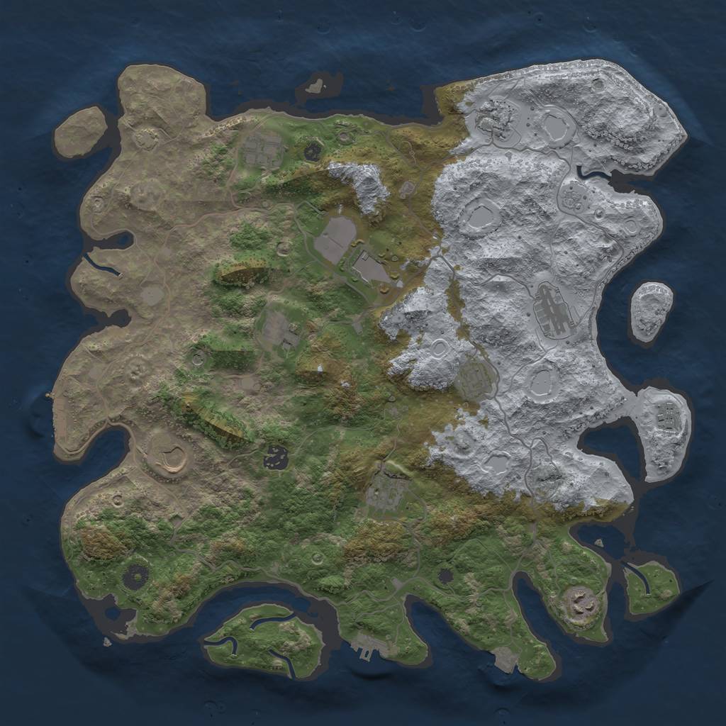 Rust Map: Procedural Map, Size: 4200, Seed: 633563514, 19 Monuments
