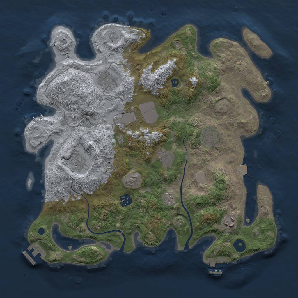 Rust Map: Procedural Map, Size: 3600, Seed: 55521415, 14 Monuments