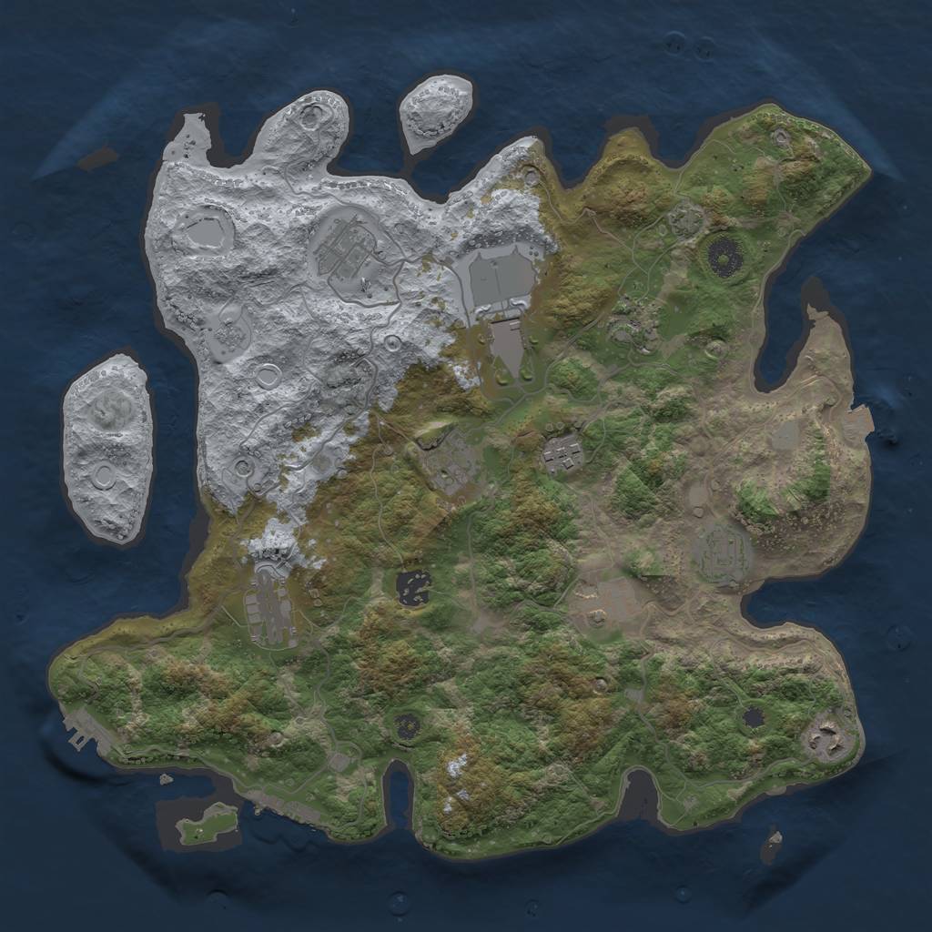 Rust Map: Procedural Map, Size: 3750, Seed: 249280901, 18 Monuments